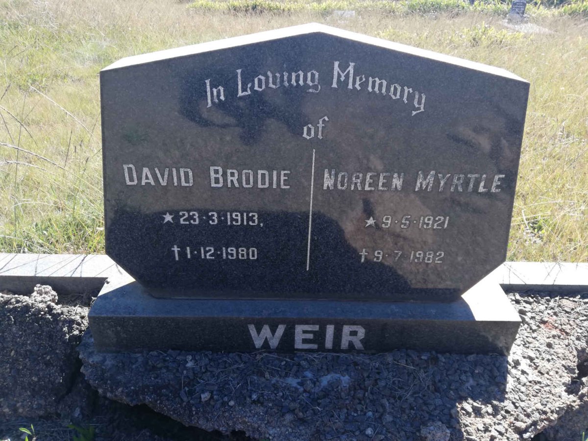 WEIR David Brodie 1913-1980 &amp; Noreen Myrtle 1921-1982