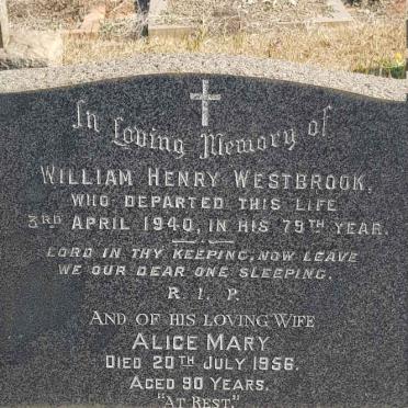 WESTBROOK William Henry -1940 &amp; Alice Mary -1956