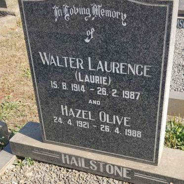 HAILSTONE Walter Laurence 1914-1987 &amp; Hazel Olive 1921-1988