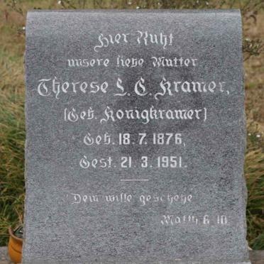 KRAMER Therese L.S. nee KONIGKRAMER 1876-1951