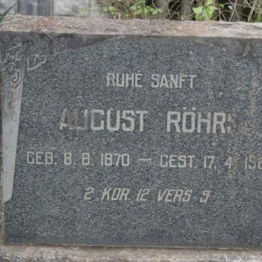 ROHR August 1870-1961