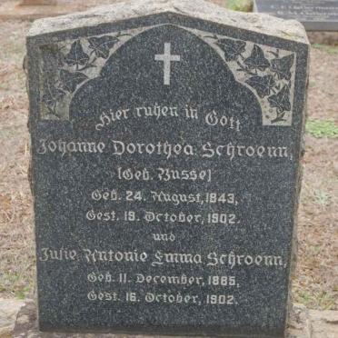SCHROENN Johanne Dorothea nee BUSSE 1843-1902 :: SCHROENN Julie Antonie Emma 1885-1902