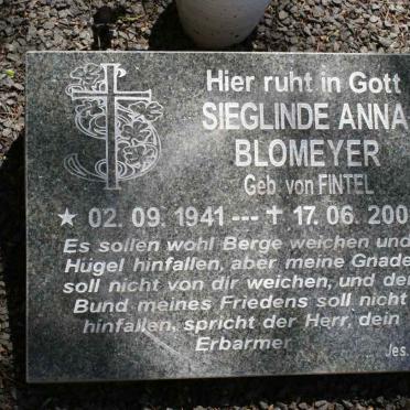 BLOMEYER Sieglinde Anna nee VON FINTEL 1941-2001