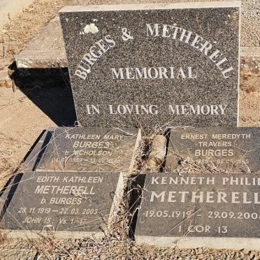 BURGES Ernest Meredyth Travers 1885-19?5 &amp; Kathleen Mary NICHOLSON 1889-