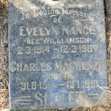 SCOTT Charles Mackenzie 1914-1991 &amp; Evelyn Nance nee WILLIAMSON 1914-1987