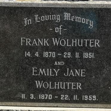 WOLHUTER Frank 1870-1951 &amp; Emily Jane 1870-1959