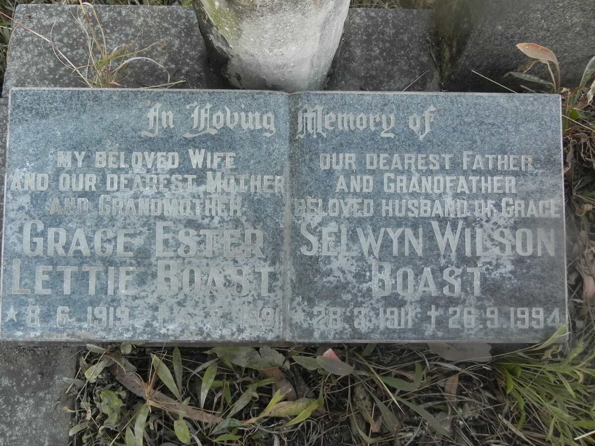 BOAST Selwyn Wilson 1911-1994 &amp; Grace Ester Lettie 1919-1991