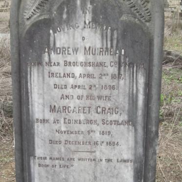 MUIRHEAD Andrew 1817-1896 &amp; Margaret CRAIG 1819-1894