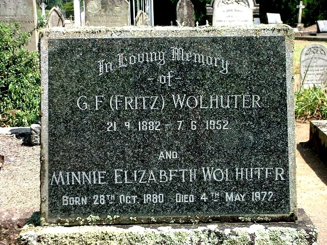 WOLHUTER G.F. 1882-1952 &amp; Minnie Elizabeth 1880-1972