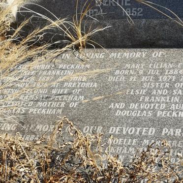 PECKHAM Elsie Muriel nee FRANKLIN 1887-1926 ::  FRANKLIN Mary Lillian 1884-1971