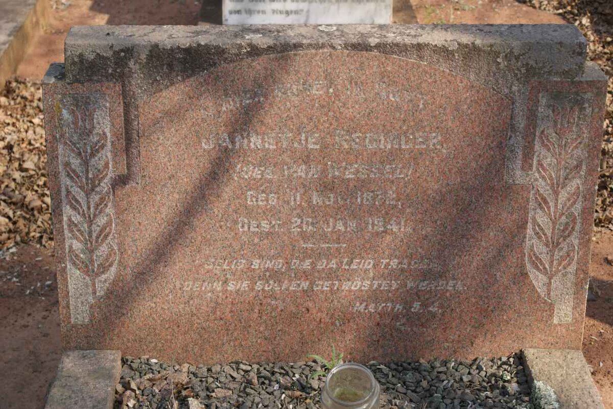 REDINGER Jannetje nee VAN WESSEL 187?-1941