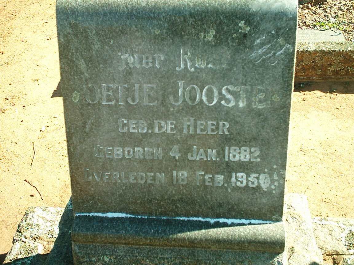 JOOSTEN Oetje nee DE HEER 1882-1950