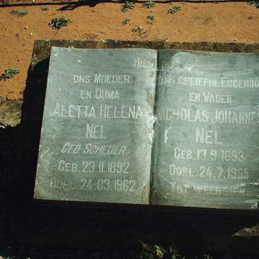 NEL Nicholas Johannes 1893-1955 &amp; Aletta Helena SCHEUER 1892-1962