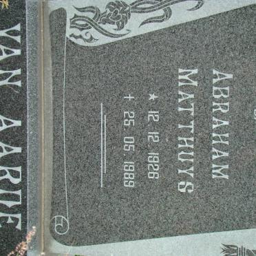 AARDE Abraham Matthuys, van 1926-1989