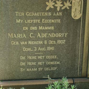 ADENDORFF Maria C., nee VAN NIEKERK 1902-1941