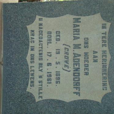 ADENDORFF Maria nee GROVÉ 1896-1961