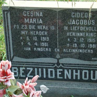BEZUIDENHOUT Gideon Jacobus 1915-1981 &amp; Gesina Maria 1919-1981