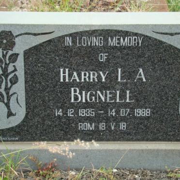 BIGNELL Harry L.A. 1935-1988