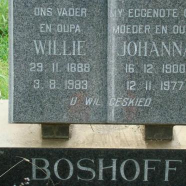 BOSHOFF Willie 1888-1983 &amp; Johanna 1900-1977