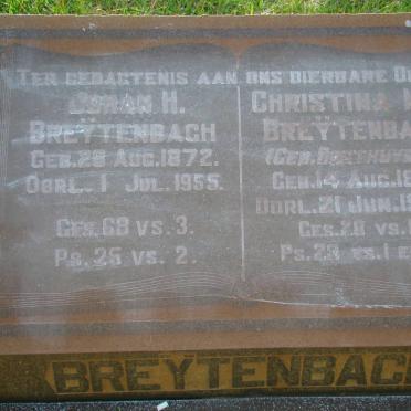 BREYTENBACH Johan H. 1872-1955 &amp; Christina M.S. OOSTHUIZEN 1881-1958