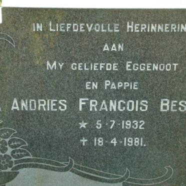 BESTER Andries Francois 1932-1981