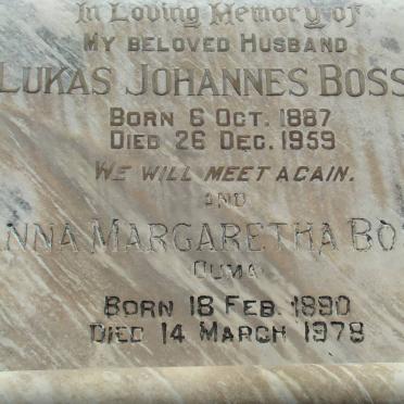 BOSSE Lukas Johannes 1887-1959 &amp; Anna Margaretha 1890-1978