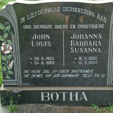 BOTHA Johan Louis 1924-1983 &amp; Johanna Barabra Susanna 1930-1994