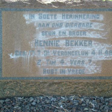 BEKKER Hennie 1931-1948