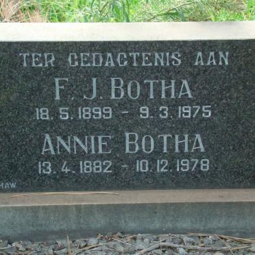 BOTHA F.J. 1899-1975 &amp; Annie 1882-1978