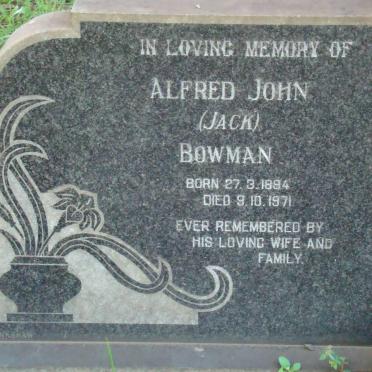 BOWMAN Alfred John 1894-1971