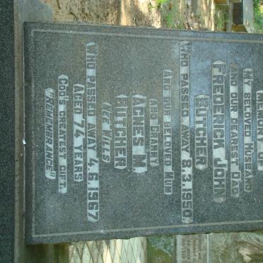 BUTCHER Frederick John -1950 &amp; Agnes M. WILLS -1967