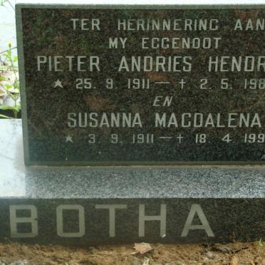 BOTHA Pieter Andries Hendrik 1911-1987 &amp; Susanna Magdalena 1911-1995