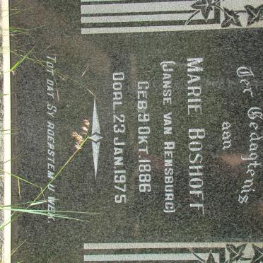 BOSHOFF Marie nee JANSE VAN RENSBURG 1886-1975