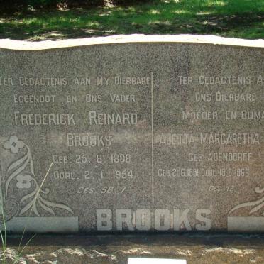 BROOKS Frederick Reinard 1888-1954 &amp; Aletta Margaretha ADENDORFF 1891-1966