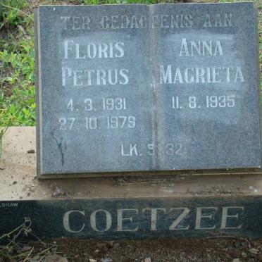 COETZEE Floris Petrus 1931-1979 &amp; Anna Magrieta 1935-