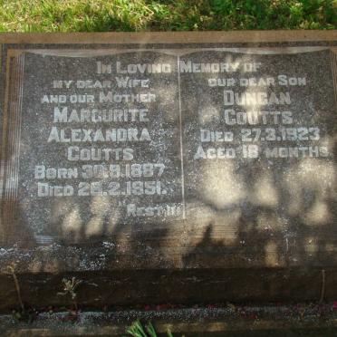 COUTTS Duncan -1923 &amp; Margurite Alexandra 1887-1951