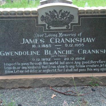 CRANKSHAW James 1885-1955 &amp; Gwendoline Blanche THOMAS 1892-1994