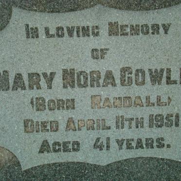 COWLEY Mary Nora nee RANDALL -1951