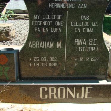 CRONJE Abraham M. 1922-1995 &amp; Rina S.E. STOOP 1927-