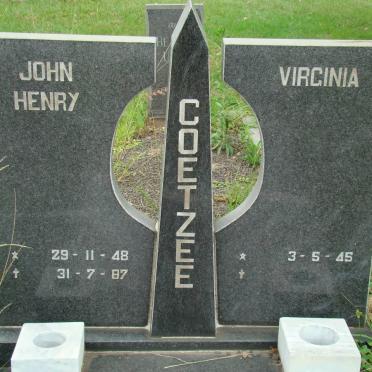 COETZEE John Henry 1948-1987 &amp;  Virginia 1945-
