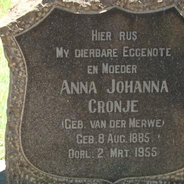 CRONJE Anna Johanna nee VAN DER MERWE 1885-1955