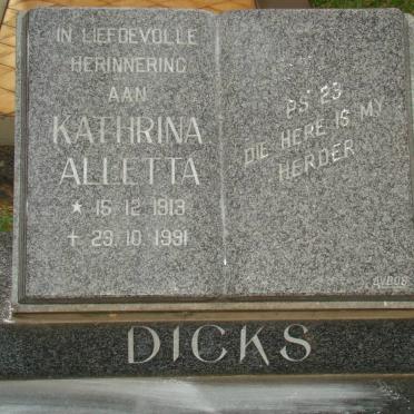 DICKS Kathrina Alletta 1913-1991