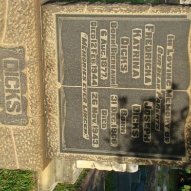 DICKS Joseph 1866-1943 &amp; Fredricka Katrina BIERBAUM 1877-1944