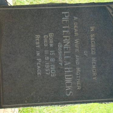 DICKS Pieternella H. nee BOSHOFF 1909-1957