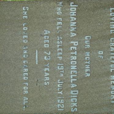 DICKS Johanna Petronella -1921