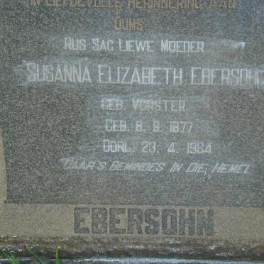 EBERSOHN Susanna Elizabeth nee VORSTER 1877-1964