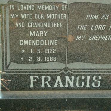 FRANCIS Mary Gwendoline 1922-1986