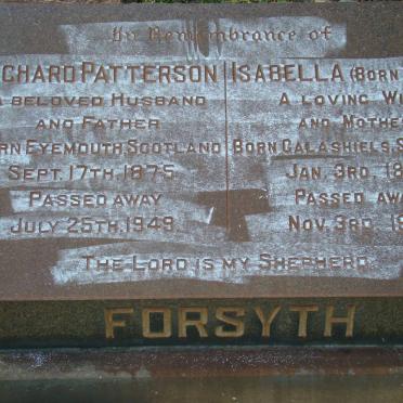 FORSYTH Richard Patterson 1875-1949 &amp; Isabella GILLIES 1874-1953