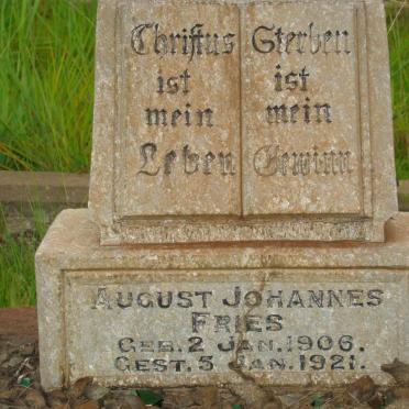 FRIES August Johannes 1906-1921