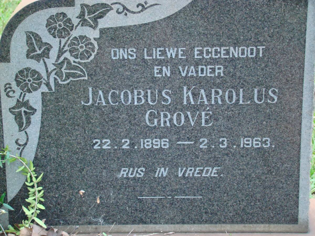 GROVE Jacobus Karolus 1896-1963